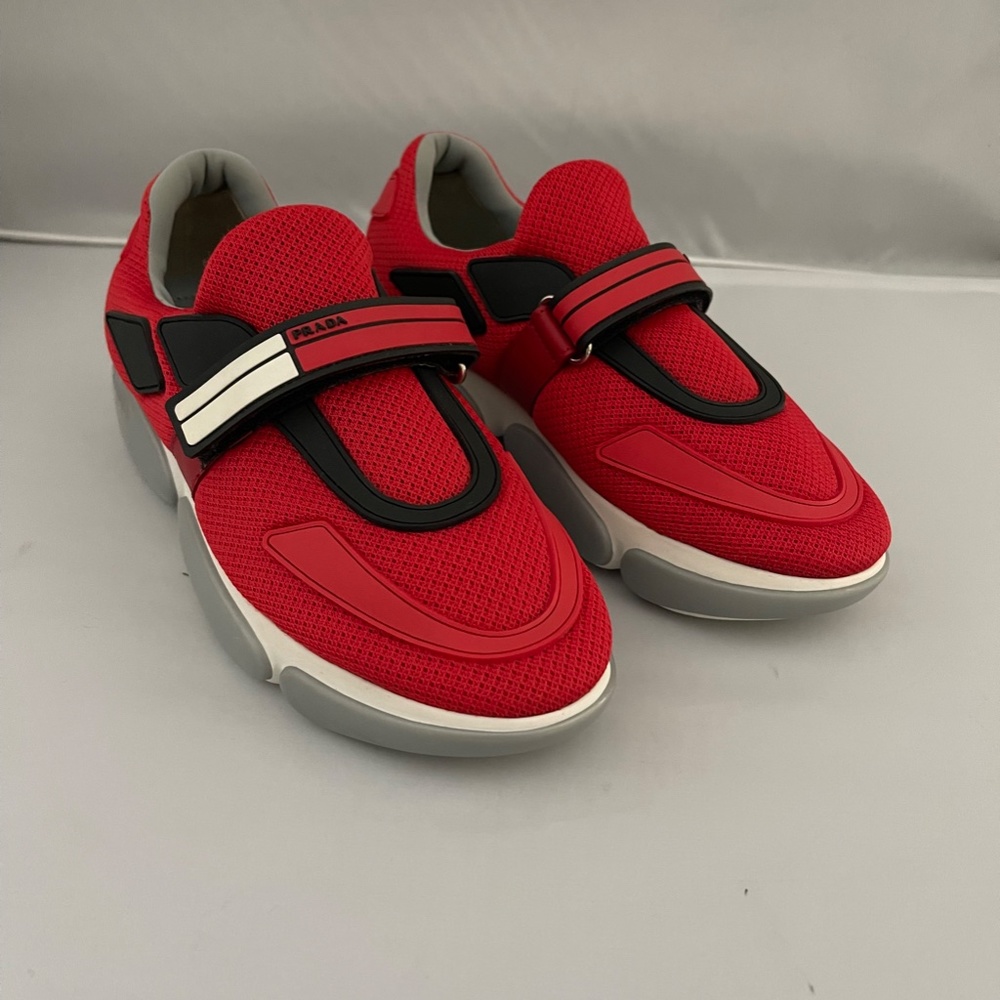 Prada Cloud Bust Knit Trainer with Logo Strap